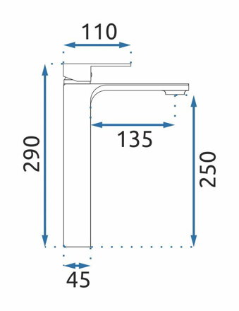 Rea URBAN BATÉRIA UMÝVADLOVÁ VYSOKÁ, chróm, 290 mm, REA-B9905