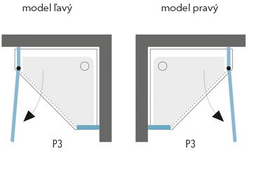 Aquatek BETTER P3 PÄŤUHOLNÍKOVÝ SPRCHOVÝ KÚT 90x90, pravý, sklo číre