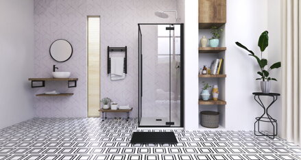 Aquatek JAGUAR A3 ŠTVORCOVÝ SPRCHOVÝ KÚT 90x90, čierny, sklo číre