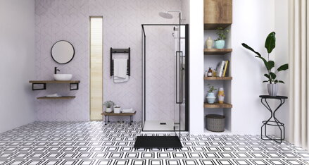 Aquatek JAGUAR A3 ŠTVORCOVÝ SPRCHOVÝ KÚT 90x90, čierny, sklo číre