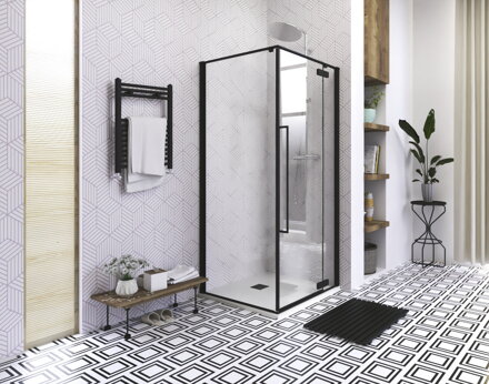 Aquatek JAGUAR A3 ŠTVORCOVÝ SPRCHOVÝ KÚT 90x90, čierny, sklo číre