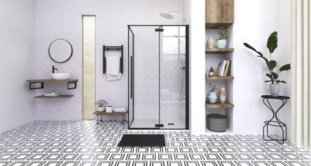 Aquatek JAGUAR R23 OBDĹŽNIKOVÝ SPRCHOVÝ KÚT 120x80, čierny, sklo číre