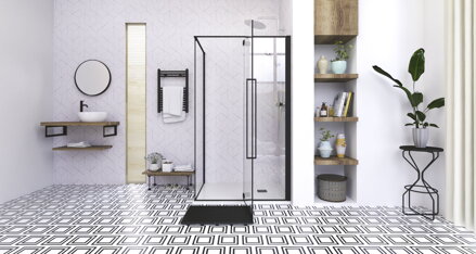 Aquatek JAGUAR R33 OBDĹŽNIKOVÝ SPRCHOVÝ KÚT 120x90, čierny, sklo číre