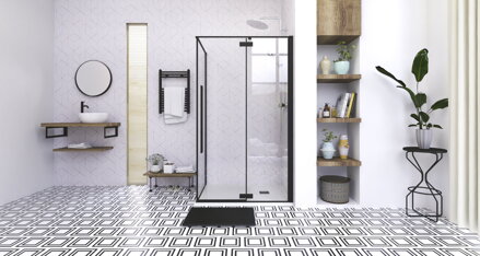 Aquatek JAGUAR R33 OBDĹŽNIKOVÝ SPRCHOVÝ KÚT 120x90, čierny, sklo číre