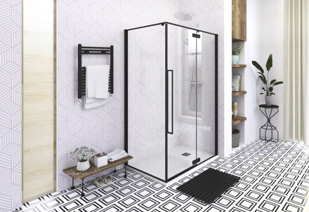 Aquatek JAGUAR R33 OBDĹŽNIKOVÝ SPRCHOVÝ KÚT 120x90, čierny, sklo číre