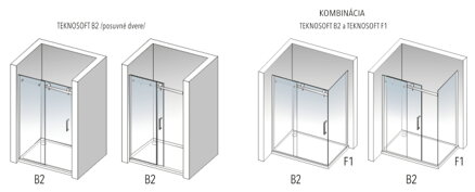 Aquatek TEKNOSOFT B2 130 SPRCHOVÉ DVERE, sklo číre