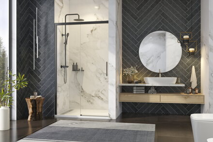 Aquatek WELLNESS BLACK B2 110 SPRCHOVÉ DVERE, sklo číre