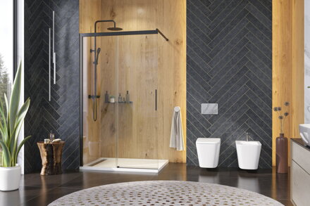Aquatek WELLNESS BLACK K2 140 SPRCHOVÉ DVERE, sklo číre