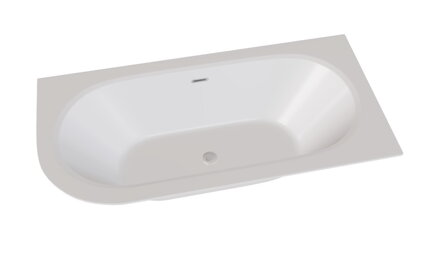 Besco AVITA SLIM+ 180 VAŇA ASYMETRICKÁ 180x80 pravá, biela sanitárny akrylát, sifón s prepadom chróm WAV-180-NPP