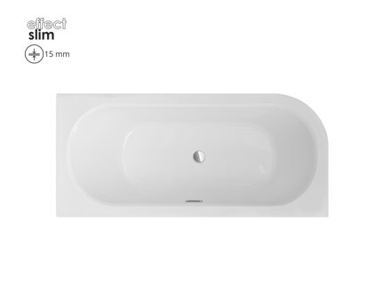 Besco AVITA SLIM+ 180 VAŇA ASYMETRICKÁ 180x80 pravá, biela sanitárny akrylát, sifón s prepadom chróm WAV-180-NPP