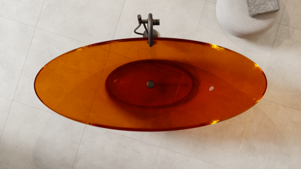 Besco AXYA EARTH RUST 180 VAŇA VOĽNE STOJACA 180x80, oranžová zo syntetickej živice, klik-klak chróm WAA-180-ERC