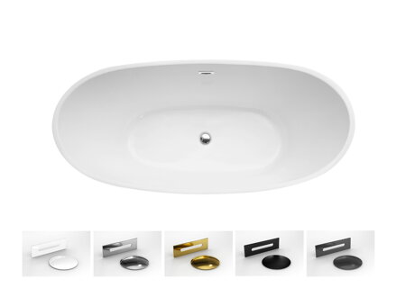 Besco AYLA 170 VAŇA VOĽNE STOJACA 170x80, biela sanitárny akrylát, klik-klak chróm WAS-170-A