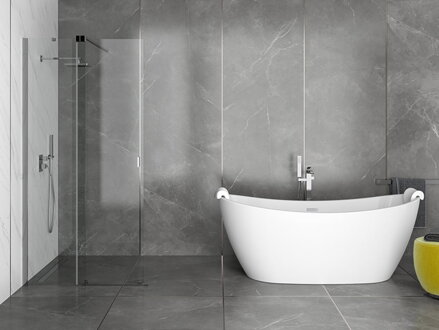 Besco AYLA 170 VAŇA VOĽNE STOJACA 170x80, biela sanitárny akrylát, klik-klak chróm WAS-170-A