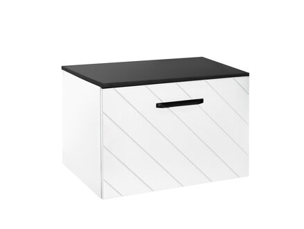 Besco FLOO SKRINKA POD UMÝVADLO 80 cm, ľavá, biela/čierna SUF-854-BCL