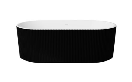 Besco GIULIANA B&W 150 VAŇA VOĽNE STOJACA 150x75, čierno-biela sanitárny akrylát, klik-klak zlatý WASB-150GZL