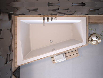 Besco INTIMA DUO SLIM 180 VAŇA ASYMETRICKÁ 180x125 ľavá, biela sanitárny akrylát WAID-180-SL