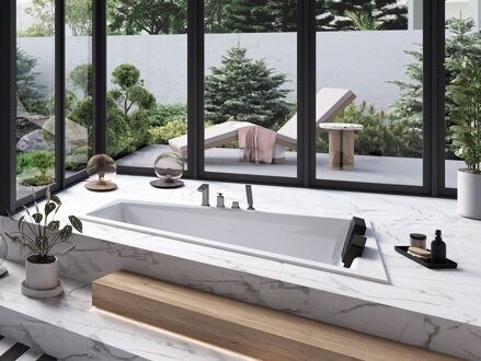 Besco INTIMA DUO SLIM 180 VAŇA ASYMETRICKÁ 180x125 pravá, biela sanitárny akrylát WAID-180-SP