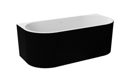 Besco LEYA B&W 150 VAŇA VOĽNE STOJACA 150x75, čierno-biela sanitárny akrylát, klik-klak čierny WASB-150LCZ