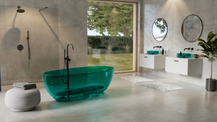 Besco MEXA OCEAN BREEZE 170 VAŇA VOĽNE STOJACA 170x78, zelená zo syntetickej živice, klik-klak čierny WAM-170-OBB
