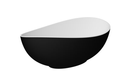 Besco SIYA MATT B&W 172 VAŇA VOĽNE STOJACA 172x100, čierna matná z liateho mramoru, klik-klak grafit - čistenie zhora WMMC-172SGR