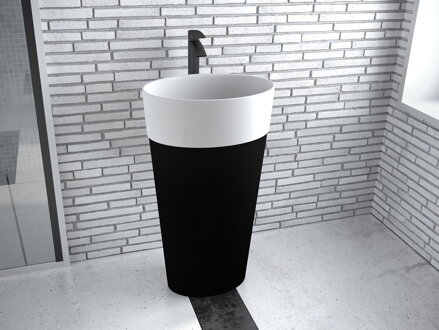 Besco UNIQA BLACK&WHITE UMÝVADLO VOĽNE STOJACE, bielo-čierne klik-klak biely UMD-U-WBWW