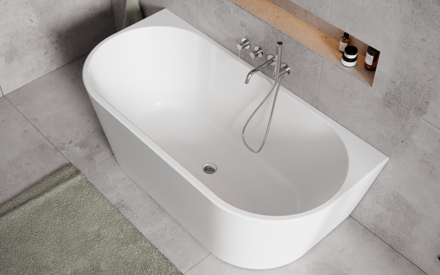Besco VICA NEW 160 VAŇA VOĽNE STOJACA 160x80, biela sanitárny akrylát, klik-klak chróm - čistenie zhora WAS-160VNO