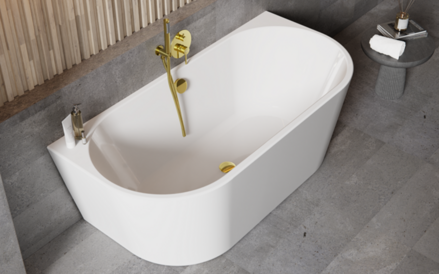 Besco VICA NEW 170 VAŇA VOĽNE STOJACA 170x80, biela sanitárny akrylát, s napúšťaním prepadom, klik-klak biely WAS-170VNBN