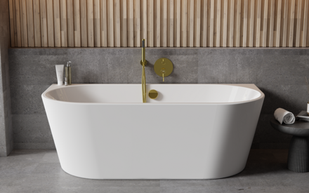 Besco VICA NEW 170 VAŇA VOĽNE STOJACA 170x80, biela sanitárny akrylát, s napúšťaním prepadom, klik-klak biely WAS-170VNBN