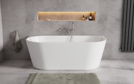 Besco VICA NEW 160 VAŇA VOĽNE STOJACA 160x80, biela sanitárny akrylát, klik-klak chróm - čistenie zhora WAS-160VNO