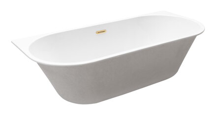 Besco VICA SLIM+ 150 VAŇA ASYMETRICKÁ 150x80 s prepadom, biela sanitárny akrylát, klik-klak zlatý WAVS-150-Z+