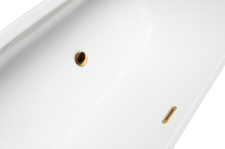 Besco VICA SLIM+ 150 VAŇA ASYMETRICKÁ 150x80 s prepadom, biela sanitárny akrylát, klik-klak zlatý WAVS-150-Z+