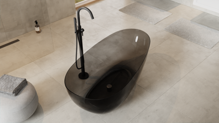 Besco XARA CARBON GREY 160 VAŇA VOĽNE STOJACA 160x75, sivá zo syntetickej živice, klik-klak čierny WAX-160-CGB