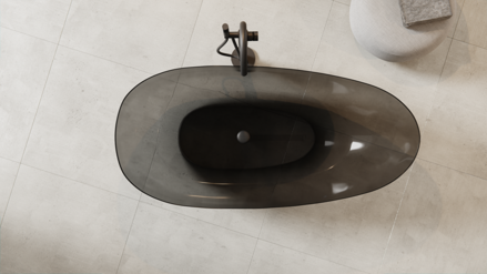 Besco XARA CARBON GREY 160 VAŇA VOĽNE STOJACA 160x75, sivá zo syntetickej živice, klik-klak čierny WAX-160-CGB
