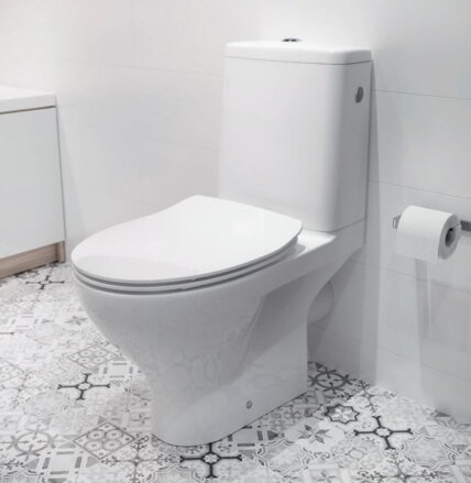 Cersanit MODUO WC MISA STOJACA, Clean On + sedátko duroplast, zadný odpad 3/5 l, biele keramické K116-029