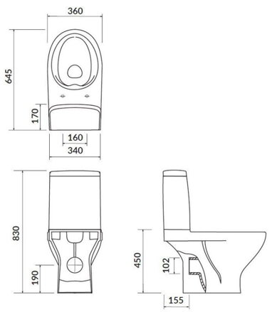 Cersanit MODUO WC MISA STOJACA + sedátko SLIM duroplast, 3/5 l, biele keramické K116-030