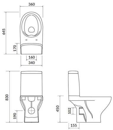 Cersanit MODUO WC MISA STOJACA + sedátko SLIM WRAP duroplast, 3/5 l, biele keramické K116-036
