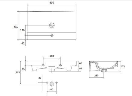 Cersanit LARGA UMÝVADLO NÁBYTKOVÉ 80 cm, keramické K120-010