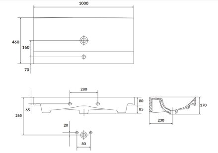 Cersanit LARGA UMÝVADLO NÁBYTKOVÉ 100 cm, keramické K120-011