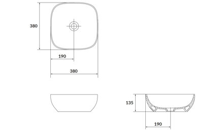 Cersanit LARGA UMÝVADLO NA DOSKU 38x38, béžová matná K677-057