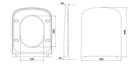 Cersanit LARGA SQUARE SLIM SEDÁTKO DUROPLAST, ANTIBAKTERIÁLNE, Soft Close, Easy Off K98-0231