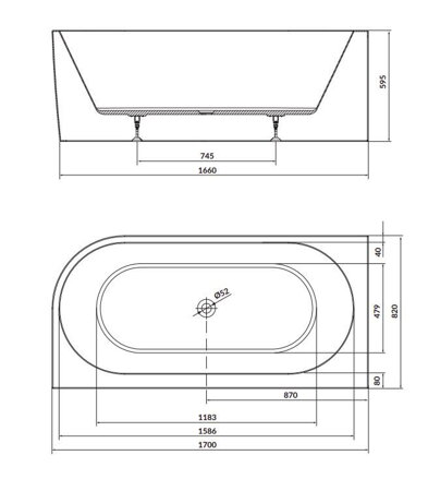Cersanit CREA 170x82 VAŇA VOĽNE STOJACA K STENE, ľavá biela S301-329