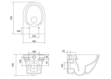 Cersanit LARGA SET B331 OVAL WC MISA ZÁVESNÁ, CLEAN ON + SEDÁTKO SLIM, DUROPLAST, Soft Close, Easy Off, biele keramické S701-472