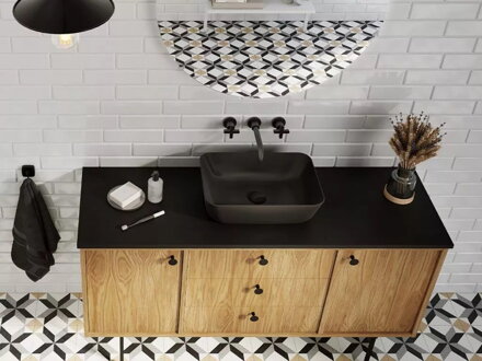 RENI 46 UMÝVADLO NA DOSKU 45,5 cm, keramické, čierna matná 145058