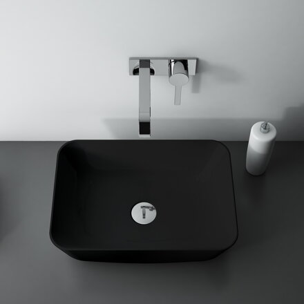 RENI 46 UMÝVADLO NA DOSKU 45,5 cm, keramické, čierna matná 145058