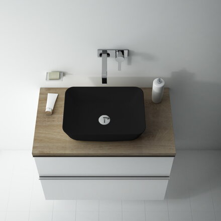 RENI 46 UMÝVADLO NA DOSKU 45,5 cm, keramické, čierna matná 145058