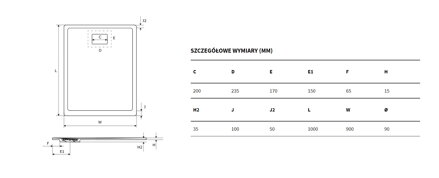 Excellent LAVANO OBDĹŽNIKOVÁ SPRCHOVÁ VANIČKA 90x100, sivá BREX.1103.100.090.CON