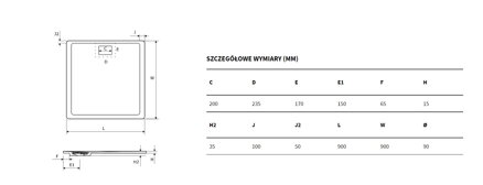 Excellent LAVANO ŠTVORCOVÁ SPRCHOVÁ VANIČKA 90x90, biela BREX.1102.090.090.WHN