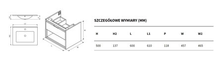 Excellent TUTO SKRINKA S UMÝVADLOM AS 60 cm, 2 zásuvky, čierna/dub