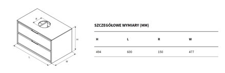 Excellent TUTO SKRINKA POD UMÝVADLO 60 cm, 2 zásuvky, biela/dub MLEX.0104.600.WHBL