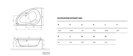 Excellent NEWA PLUS VAŇA ROHOVÁ 160x95 pravá, biela akrylátová WAEX.NEP16WH